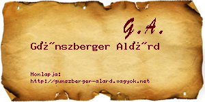 Günszberger Alárd névjegykártya